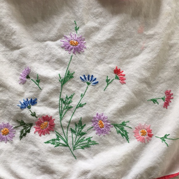 Vintage Hand Embroidered Cotton Waist Apron - Picture 2 of 6